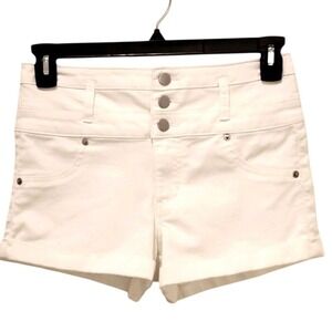 Junior White Denim Shorts High Waist Three Button
